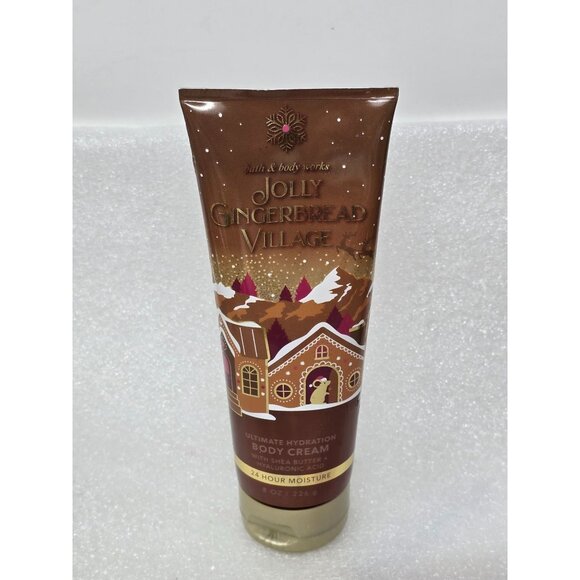 Bath & Body Works Jolly Gingerbread Village Ultimate Hydration Body Cream 8 Oz - Picture 1 of 2